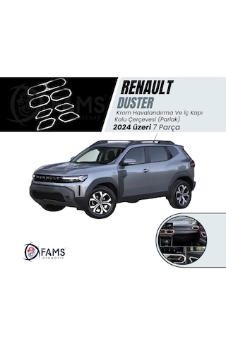 Renault Duster Krom Havalandırma Ve İç Kapı Kolu Çerçevesi 2024 Üzeri 7 Prç P.çelik Parlak