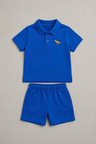 Eray Alp Kids Erkek Çocuk Mavi Polo Yaka Tişört Şort Takımı Yazlık Günlük Model