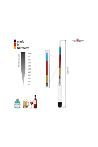 Alkol-Metre Ölçer Ve 250 ML Cam Mezür Alman H85143.260+B11020.250