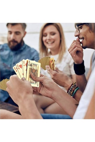Altın Oyun Kartı Altın Iskambil Kağıdı Gold Poker Kartı Gold Oyun Kağıdı Plastik Su Geçirmez Kart