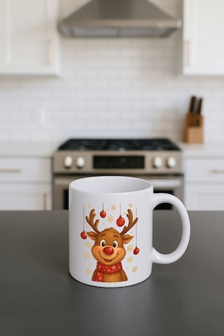 Kupa Yılbaşı Görselli Bardak Krem