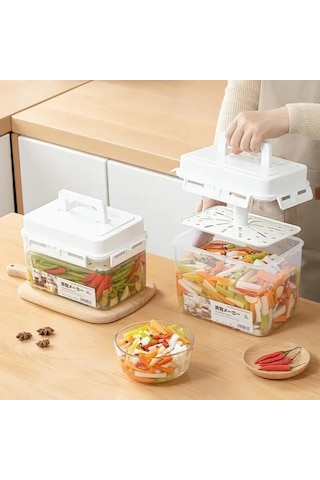 Yaozixa 4l Turşu Yapma Kabı - Hava Geçirmez Kapaklı, Dayanıklı Polipropilen Beyaz