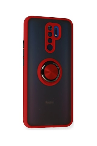 Newface - 337 - Xiaomi Redmi 9 Kılıf Montreal Yüzüklü Silikon Kapak - Csmo-tex - - Kırmızı