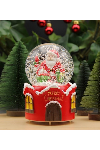 Hediyebiziz  Yılbaşı Kar Küresi Noel Işıklı Ve Müzikli Christmas Noel Baba Ve
