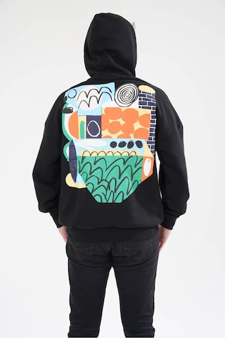 Unisex Kapüşonlu Sırt Baskılı Kanguru Cep Sweatshirt 001