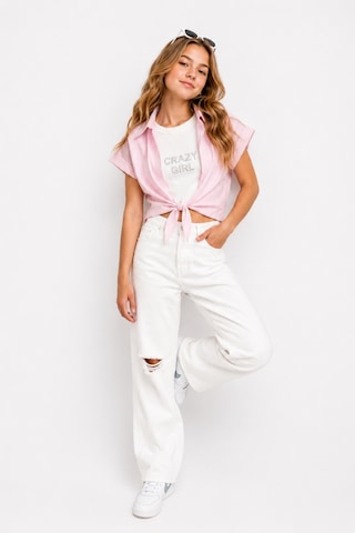 Ahengim Kız Çocuk Basic Çizgili Badili Gömlek Takım Ak2617 Pembe