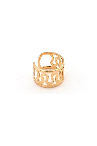Gold Sari Renkli Earcuff Kikirdak Küpe Sarmal Desenli Ex097 Altın
