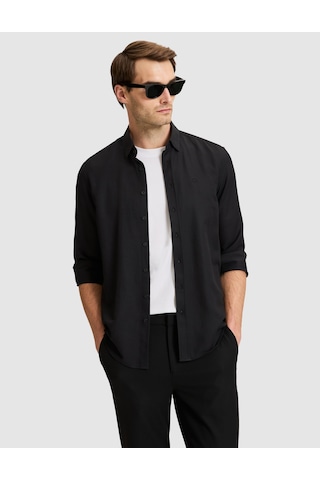 Pierre Cardin Siyah Slim Fit Dokulu Uzun Kollu Gömlek 50333820-vr046