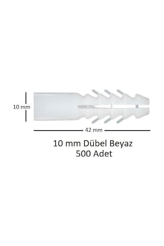 Dübel, 10 mm Plastik Beyaz Dübel 500 adet