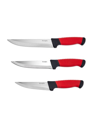 Redmaster 3 Parça Mutfak Doğrama Bıçak Seti Kırmızı