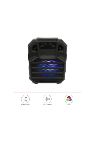 1397 Siyah 6,5 İnc Rgb Ledli Taşınabilir Bluetooth Hoparlör Parti Speaker