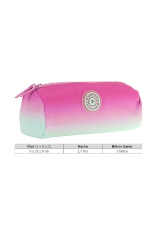Kaukko İki Bölmeli Kız Çocuk Okul Kalem Çantası - Pembe Turkuaz - K2709 Pembe - Turkuaz