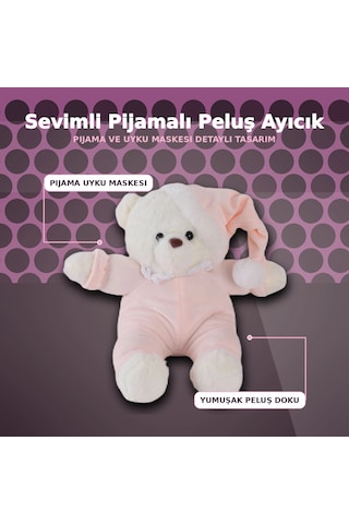 Bay Pembe Renkli 30 Cm Boyunda Yumuşak Peluş Ayıcık Oyuncak - Sevimli Tasarım Najmaddin