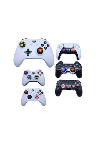 Desenli Sony Ps5/ps4/ps3 Analog Koruyucu Silikon Pad-kaptan Amerika Siyah