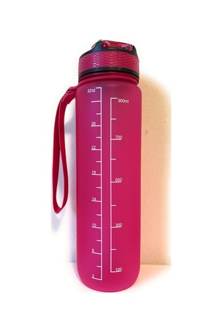 Zaman İşaretleri İle Motivasyonel Su Şişesi Sıcak Pembe Black-Gray