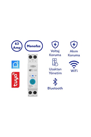 Tomzn WiFi Özellikli Akıllı Sigorta Dahili Enerji Ölçerli Zaman Rölesi 63A