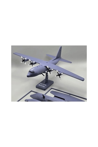 Gri Ac-130 Silahlı Uçak Kit Kart - Parçalı Yapıda Kendin Yap Dıy Hobi Maketi, Dört Motorlu Ağır Nakliye Uçağı Oyuncak, Askeri Havacılık Koleksiyonu İçin Masaüstü Dekor Süsü 20x19 Cm