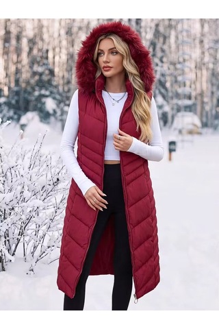 Z9725 Dewberry Bayan Yelek-açık Bordo