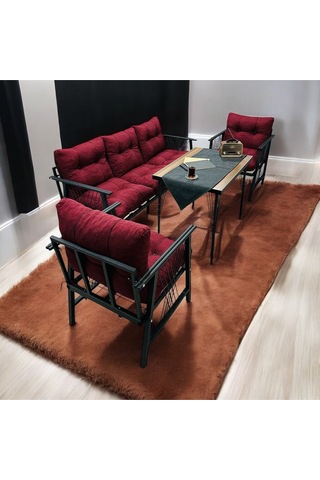 Lüx Bahçe Balkon Mobilyası , Koltuk Takımı ,çay Seti 3-1-1 Masalı Takım Bordo