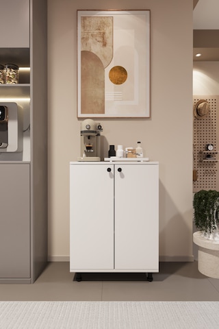 Miora Modern Çok Amaçlı Ayaklı Dolap 2 Kapaklı Raflı Mutfak Banyo Balkon Ayakkabılık Dolabı Beyaz