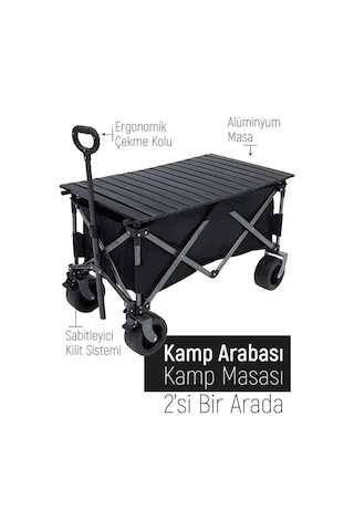 Yek Outdoor Katlanabilir Kamp Masalı Taşıma Arabası & Vagon Araba Siyah