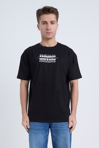 Velvoria Unisex Oversize Relaxed Moving Baskılı Siyah Renk T-shirt