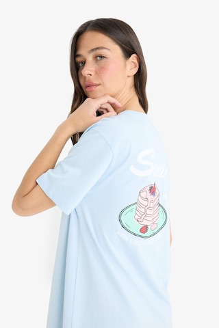 Defacto Regular Fit Bisiklet Yaka Sırt Baskılı Kısa Kollu Gecelik-fall İn Lov F6106ax25smbe343 Mavi