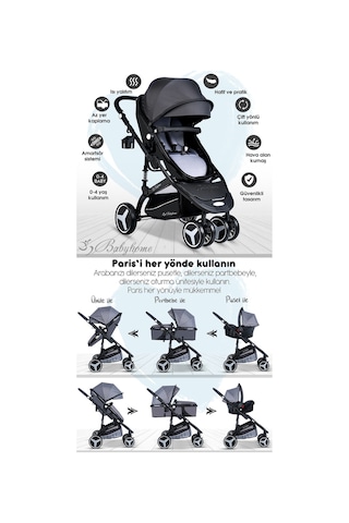 Baby Home 945 Ayrılıp Birleşebilen Travel Sistem İkiz Bebek Arabası