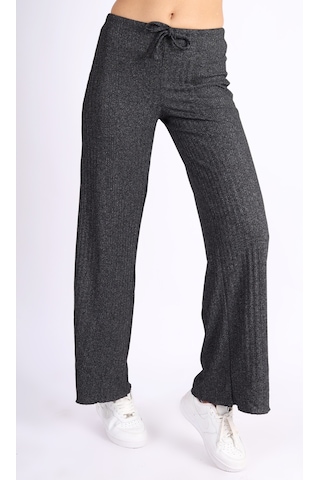Soft&Basic Punta Raporlu Geniş Paça Siyah Pantolon Siyah