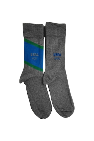 U.S. Polo Assn. Erkek 2'li Çorap Sıpela Gri Melanj
