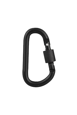 Microcase Vidalı Kilitli Karabina Askı 5.5 Cm - Çok Amaçlı D Tipi Kamp Anahtarlık Çanta Kampçılık Ekipman Sabitleme Kancası Siyah 1 Adet - Al5886