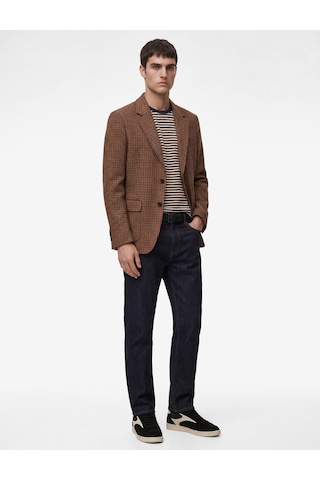 Koton Regular Fit Uzun Kollu Kapaklı Cepli Ekose Desenli Mono Yaka Blazer Ceket Kahverengi Ekose 6sam50009hw Kahverengi Ekoseli