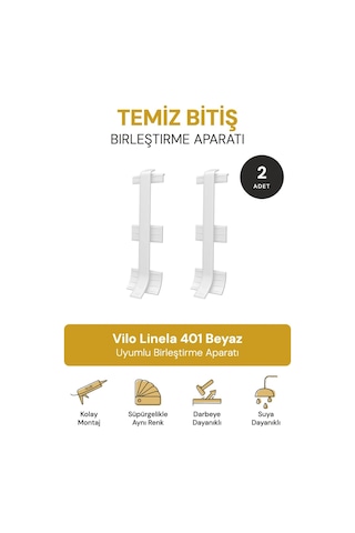 Vilo Süpürgelik Birleştirme Aparatı 2 Adet Linela 401 Beyaz Uyumlu