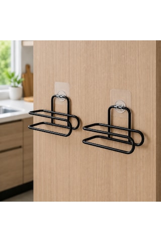 Siyah Metal Yapışkanlı Rulo Kağıtlık 2 Li Set Renkli