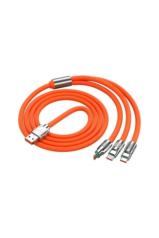 3 İn 1 Type-c + Micro Usb + Lightning Hızlı Şarj Kablosu Silikon Kablo 1 Metre Opp Ambalaj 4434