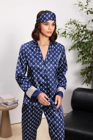 Pierre Cardin Saten Kadın Pijama Takımı - 1320 Lacivert