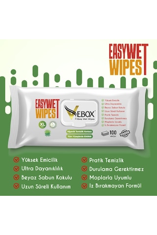 Vebox Easy Wet Wipes Yüzey Temizleme Havlusu 5x100 500 Yaprak