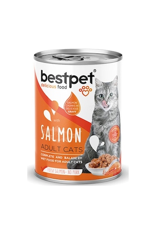 Bestpet Parça Etli Somon Balıklı Yetişkin Kedi Konservesi 12 Adet 400 Gr 243-20013.03