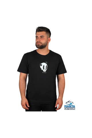 Manta MNT 2307-1 Kuru Kafa Baskılı Erkek T-Shirt-23622 - Siyah