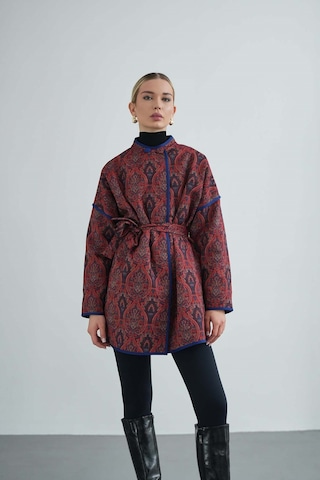 Kadın Yandan Bağlamalı Tasarım Kimono Ceket Kırmızı