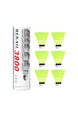 Geeksen 6 Adet Sarı Plastik Badminton Topu - Kompozit Mantar Başlı, Esnek Ve Dayanıklı - Başlangıçcılar İçin Egzersiz Ve Spor