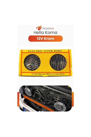 12v Krom Hella Oto Korna Seti Çiftli Universal Yüksek Sesli Metal Kasa Araç Kornası