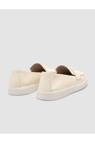 %100 Hakiki Deri Bej Kadın Loafer Bej