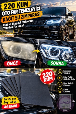 5 Adet 220 Kum Islak Kuru Su Zımparası Oto Far Temizleme Ve Parlatma Zımpara Kağıdı