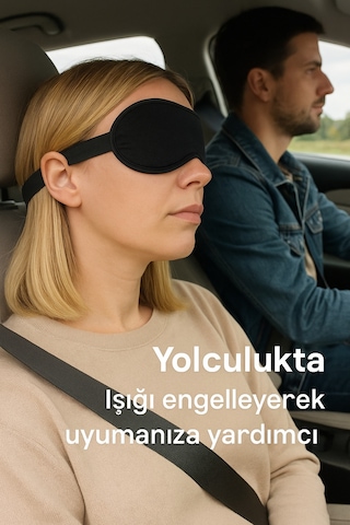 Eleven Markets 1 Adet Işığı Geçirmez Yumuşak Rahat Uyku Bandı Uyku Gözlüğü Araba Ev Ofis Spa Meditasyon Göz Bandı Siyah