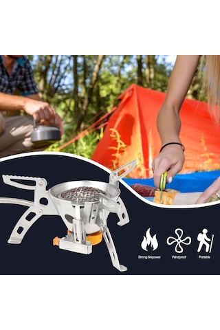 Padalink Katlama Portatif Rüzgar Geçirmez Kamp Ocağı, Yüksek Verimli Ve Enerji Tasarruflu Gümüş