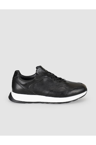 Cabani Erkek Siyah Hakiki Deri Eva Taban Sneaker Ayakkabı