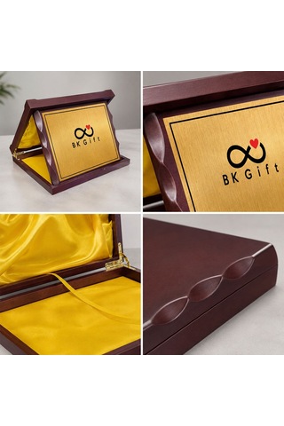 Logonuza Özel Mesajlı 23 X 28 Cm Lüks Ahşap Kutulu Kurumsal Teşekkür Ve Başarı Plaketi
