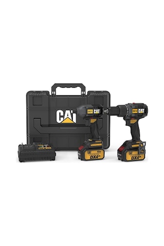Cat DX12K.2 18Volt/4.0Ah Li-ion Çift Akülü Kömürsüz Profesyonel Şarjlı Darbeli Matkap + Dx71.2 Kömürsüz Darbeli Tornavida Kombo Set