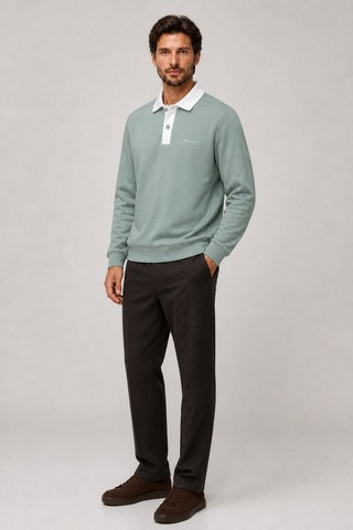 Redline Snap Erkek Regular Fit Düğmeli Kışlık Sweatshirt Mint